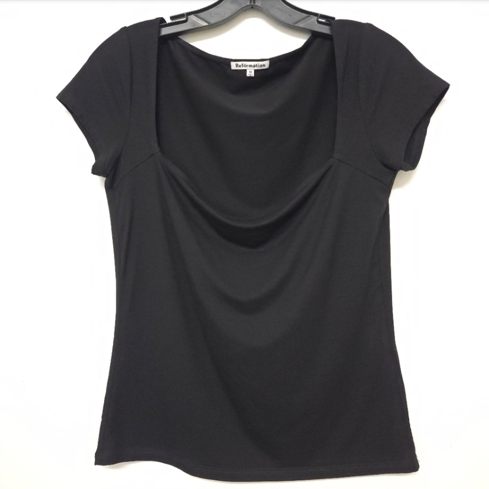 REFORMATION SHORT SLEEVE TOP BLACK MEDIUM